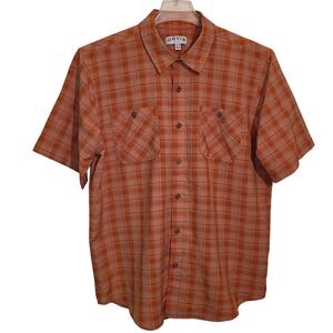 ORVIS Classic Collection Plaid Short Sleeve Button Up Shirt Men's XXL Orange